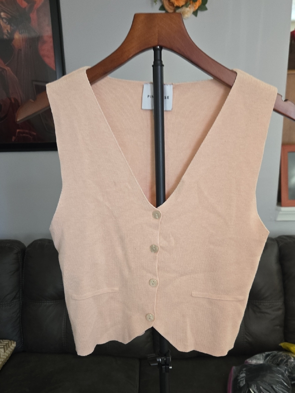 Pink Rose Soft Peach Knit Vest
